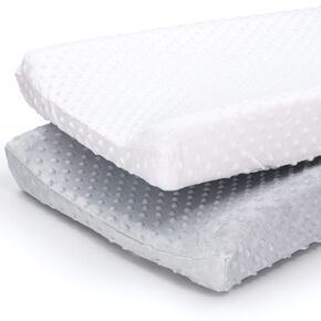 The Peanutshell Plush Minky Changing Pad Covers for Baby Girls | 2 Pack Set | Pink and White in Kuwait
