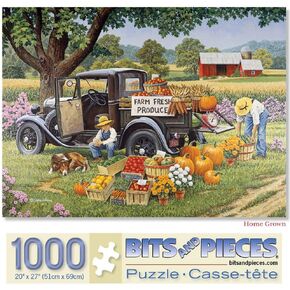 Bits and Pieces - 1000 Piece Jigsaw Puzzles for Adults - ‘Home Grown’ - Fall On The Farm 1000 pc Jigsaw by Artist John Sloane - 20" x 27" in Kuwait