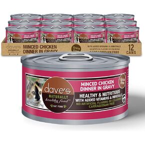 طعام القطط الرطب الخالي من الحبوب من Dave's Pet Food (التونة والدجاج في المرق)، طعام القطط المعلب الصحي بشكل طبيعي، الفيتامينات والمعادن المضافة، القمح والغلوتين، علب 3 أونصة (علبة تحتوي على 24) in Kuwait