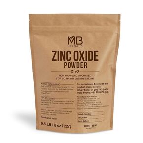 MB Herbals Zinc Oxide Powder 8 oz | Uncoated & Non-Nano | Pharmaceutical Grade | For DIY Sunscreen Lotion & Diaper Rash Cream in Kuwait