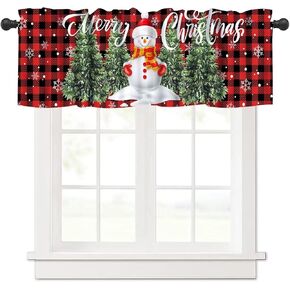 Merry Christmas Valances Curtain for Window,Red Winter Holidays Xmas White Snowflakes Print Window Treatment for Living Room,Bedroom,Kitchen,Bathroom,1 Panel,54" W x 18" H in Kuwait