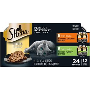SHEBA PERFECT PORTIONS قطع في صواني طعام القطط الرطبة (24 قطعة، 48 حصة)، مدخل الدجاج المشوي، صواني سهلة التقشير مزدوجة العبوة in Kuwait