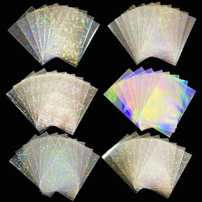 300 Pcs Kpop Photocard Sleeves Laser Flashing Card Sleeves Heart Star Glass Gemstone Rainbow Holographic Trading Card Protector for Photocard Mini Polaroid Kpop Photo Cards in Kuwait