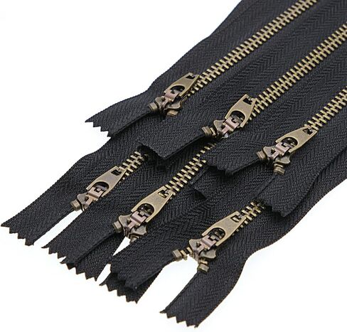 Leekayer 8 Inch Brass Zipper 3# Jeans Zipper Closed End Zipper for Boots Bags Backpack Sewing Zipper 8" Bulk 6pcs (Navy-Brass) in Kuwait