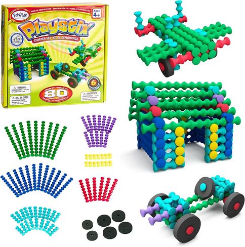 POPULAR PLAYTHINGS Playstix Starter Set Construction Toy Building Blocks 80 Piece Kit in Kuwait