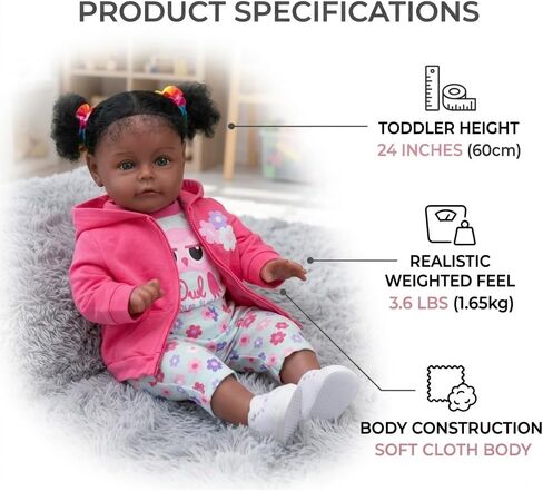 TERABITHIA 24 Inch 3-6 Month Real Baby Size Rooted Blond Hair Lifelike Newborn Toddler Girl Dolls with Soft Weighted Body Realistic Reborn Baby Doll Child Birthday Xmas Gift Set in Kuwait