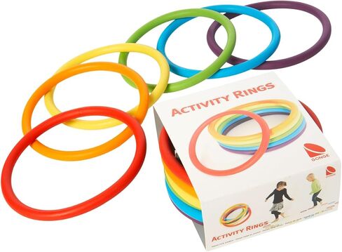 GONGE Activity Rings Multipurpose for Balance, Juggling, Throwing, Rhythmic Exercises and Gymnastics Set of 6 in Different Vibrant Colors in Kuwait