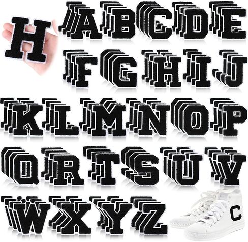 104 Pcs Chenille Letters Patches Iron on Large 3.2 H x 2.4 W College Letters Patches Embroidered Trimmed Preppy Alphabet for Clothing Repairing(White) in Kuwait