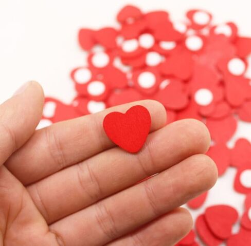 EXCEART 200Pcs Self Adhesive Wooden Red Heart Wood Heart Embellishments Art Craft for Wedding Valentines Day Crafting DIY Decor in Kuwait