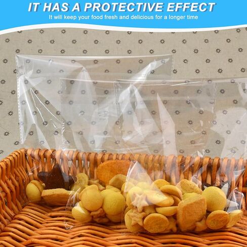 Ericotry 100 Pcs 4 3/4in. X 6 1/2in. Clear Resealable Cello/Cellophane Bags Good for Bakery Candy Chocolate Candle Cookie Poly Bags Jelly Packaging Bags in Kuwait