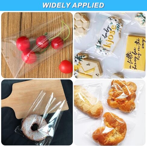 Ericotry 100 Pcs 4 3/4in. X 6 1/2in. Clear Resealable Cello/Cellophane Bags Good for Bakery Candy Chocolate Candle Cookie Poly Bags Jelly Packaging Bags in Kuwait