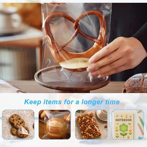 Ericotry 100 Pcs 4 3/4in. X 6 1/2in. Clear Resealable Cello/Cellophane Bags Good for Bakery Candy Chocolate Candle Cookie Poly Bags Jelly Packaging Bags in Kuwait