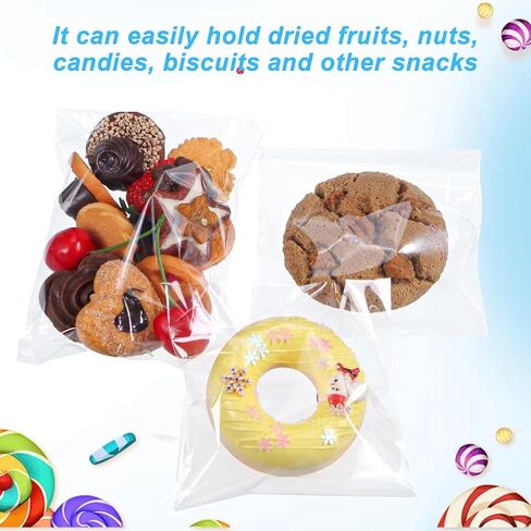 Ericotry 100 Pcs 4 3/4in. X 6 1/2in. Clear Resealable Cello/Cellophane Bags Good for Bakery Candy Chocolate Candle Cookie Poly Bags Jelly Packaging Bags in Kuwait