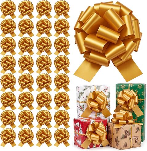 Poen 30 Pieces Pull Bows for Presents Gift Wrapping Gift Bows Gift Wrap Bows Gift Bag Box Basket Wrapping Presents Birthday Wedding Valentine's Day Packaging Decor in Kuwait
