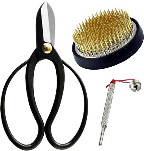 Wazakura Made in Japan Ikebana for Beginners Tool Kit. Koryu Scissors, Brass Kenzan Flower Holder, Cleaner. Floral Arrangement Set, Florist Shears & Pin Frog - Brass kenzan 2.4"(61mm) + care tool in Kuwait