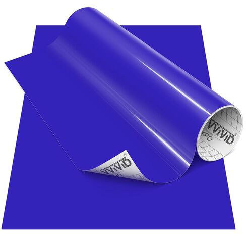 VViViD Brilliant Blue Gloss DECO65 Permanent Adhesive Craft Vinyl for Cricut, Silhouette & Cameo (11.8" x 7ft Roll) in Kuwait
