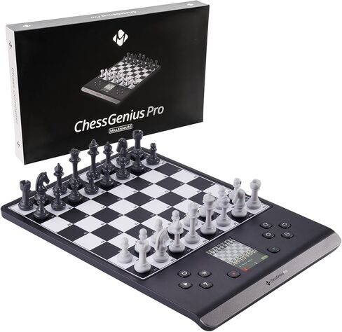 Electronic Chess Set Game Magnetic Pieces Genius Pro Computer 2024 Edition - Play Travel Color Display Beginner to Advanced 1-2 Player by Millennium in Kuwait