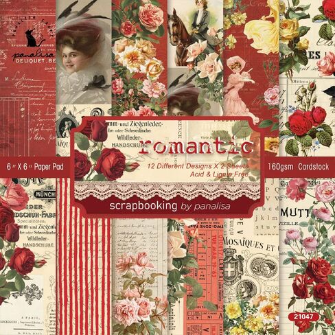 YASMEN Scrapbook Paper Pad 6"×6", 24 Sheets Cardstock Paper, Scrapbooking Card Making Paper Art Paper Pad, Decoupage Craft Paper for Junk Journal Decorative Background Gift Cards in Kuwait