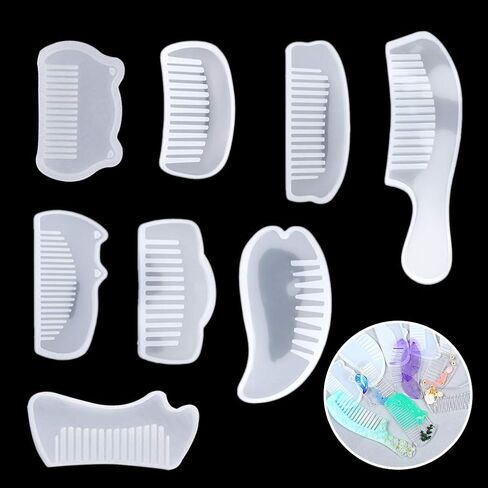 Rolin Roly 8PCS Combs Resin Molds Comb Epoxy Silicone Mold UV Resin Casting Mould DIY Casting Moulds for Jewelry Craft Making Handmade in Kuwait