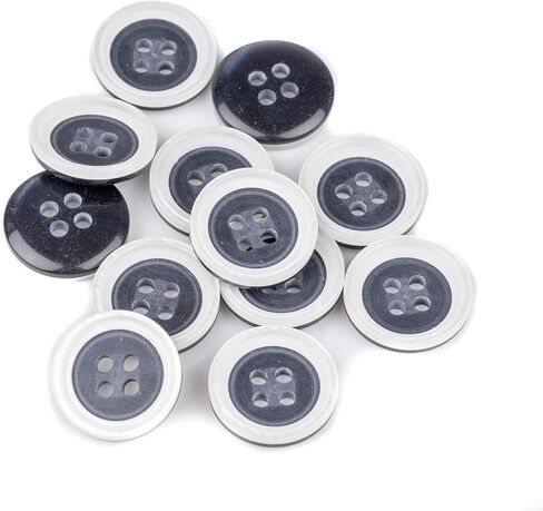 Mibo Buttons & Accessories 10pcs Polyester Pearl Button - 4 Hole - Double Edge Rim Multi Color - 32L(20mm) - White/Green in Kuwait