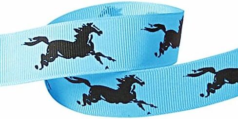Q-YO 7/8" Grosgrain Fabric Ribbon Cowgirl/Horse Set for Gift Package Wrapping, Hair Bow Clip Accessory Making, Crafting, Wedding Decor...(5yd 7/8" Horse-Tan/Black) in Kuwait