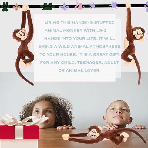 CHELEI2019 27.6" Monkey Plush Stuffed Animal,Hanging Stuffed Animal Monkey with Velcro Hands in Kuwait