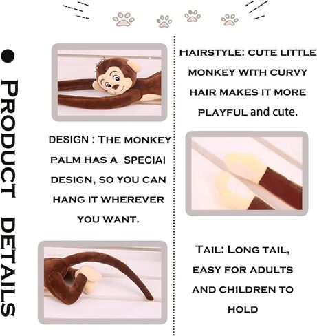 CHELEI2019 27.6" Monkey Plush Stuffed Animal,Hanging Stuffed Animal Monkey with Velcro Hands in Kuwait