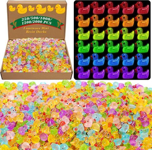 Barydat 1000 Pack Luminous Mini Resin Ducks Bulk for Prank Ideas Gifts Tiny Glow in The Dark Ducks Mini Resin Animals Mini Figures Miniature Small Duck for Micro Garden Dollhouse Ornament in Kuwait