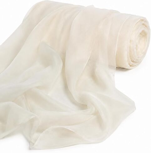 120" Wide (10ft Wide) x 10 Yards - Ivory/Off-White Sheer Voile Chiffon Fabric - Sedona DESIGNZ Perfect for Draping Panels and Masking for Weddings & Events in Kuwait