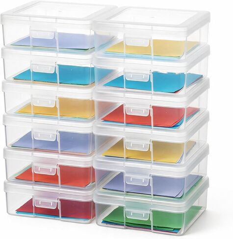 novelinks Plastic Clear Storage Containers for Organizing, Craft Storage Organizers and Stackable Storage Bins with Lids for Pencil Box, Bead, Cookie Cutter, Board Game (9 Pack Medium -Color) in Kuwait