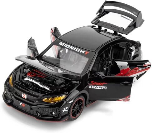 لعبة سيارة WAKAKAC 1/32 لسيارة Honda Civic Type-R Diecast لعبة سيارة معدنية قابلة للسحب للخلف مع ضوء وصوت هدية للأطفال والكبار (أسود) in Kuwait