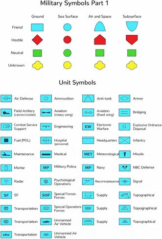 Standard Graph Template Stencil with Military Marking Symbols for NATO Army Drawing and Drafting on Tactical Map #8353 in Kuwait