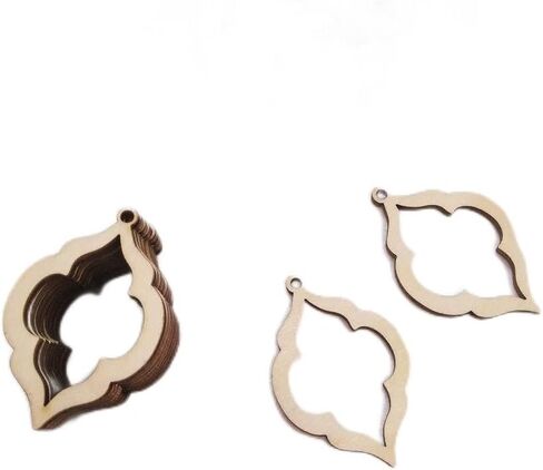 30PCS Hollow Trellis Shape Natural Wood Earrings Blanks,DIY Unfinished Laser Cut Wood Jewelry (2") in Kuwait