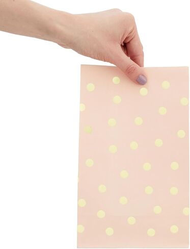 Party Treat Bags - 24-Pack Gift Bags Party Supplies, Paper Favor Bags, Recyclable Goodie Bags for Birthdays, Weddings, Baby Showers, Gold Foil Dots Confetti Design, White, 5.5 x 8.6 x 3 Inches in Kuwait