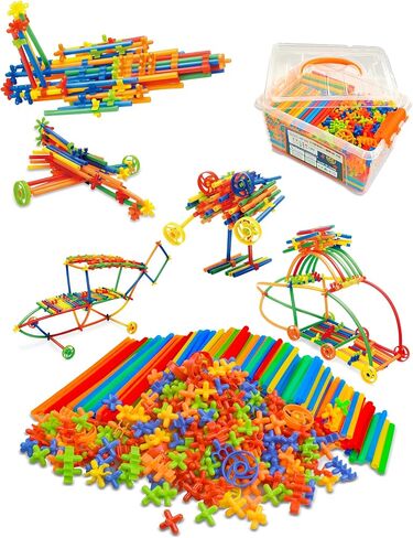 600PCS STEM Building Toys, Straw Constructor Toys Up Grade Engineering Building Sets for Kids Develops Motor Skills and Logic Thinking, Fun Educational Toy Great for Gift in Kuwait