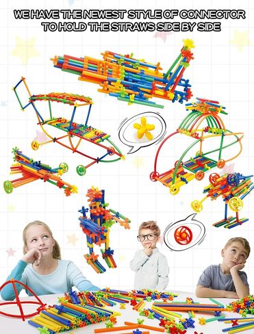 600PCS STEM Building Toys, Straw Constructor Toys Up Grade Engineering Building Sets for Kids Develops Motor Skills and Logic Thinking, Fun Educational Toy Great for Gift in Kuwait