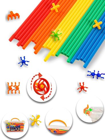 600PCS STEM Building Toys, Straw Constructor Toys Up Grade Engineering Building Sets for Kids Develops Motor Skills and Logic Thinking, Fun Educational Toy Great for Gift in Kuwait