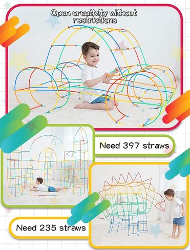 600PCS STEM Building Toys, Straw Constructor Toys Up Grade Engineering Building Sets for Kids Develops Motor Skills and Logic Thinking, Fun Educational Toy Great for Gift in Kuwait