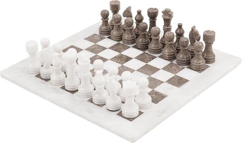 Radicaln Marble Chess Set 15 Inches White and Grey Oceanic Handmade Chess Sets for Adults -1 Chess Board & 32 Chess Pieces - Board Chess Game 2 Player in Kuwait