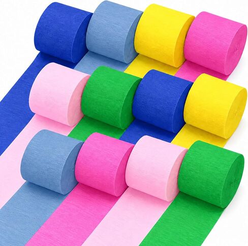12 Rolls Crepe Paper Streamers, 12 Colors Streamers Party Supplies for Birthday Party Baby Shower Rainbow DIY Christmas Halloween Wedding Ceremony Various Large Festivals Decoration in Kuwait