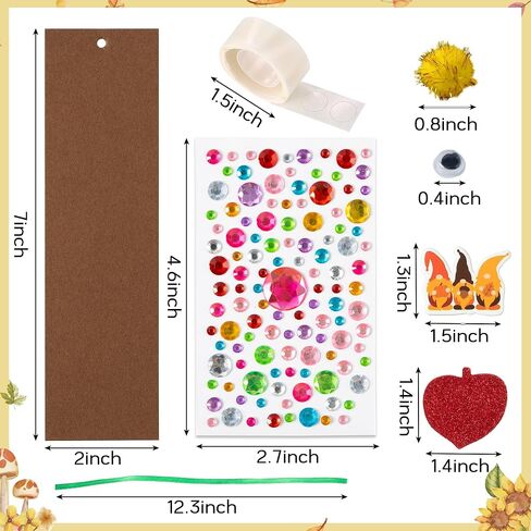 X1zuue 32 مجموعة الخريف DIY الإشارات المرجعية الحرفية عدة الخريف المرجعية الفارغة مع ورقة القيقب عيون تذبذب ملصقات رغوة بوم بوم فن القراءة المكافآت هدية الخريف عيد الشكر ديكورات تفضل اللوازم للأطفال in Kuwait