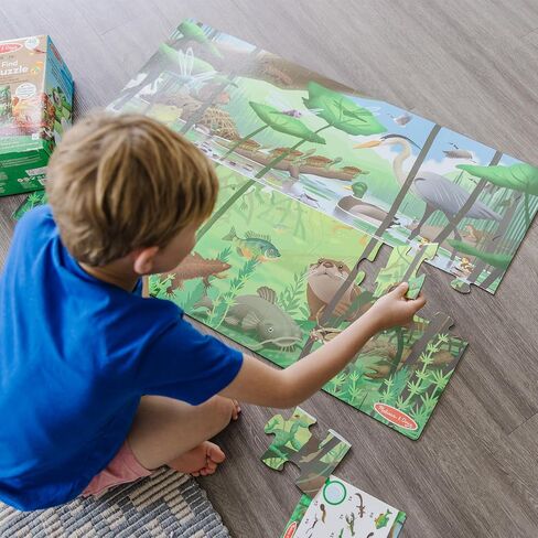Melissa & Doug Let's Explore Double-Sided Seek & Find Puzzle - Outdoor-Themed Double-Sided Wildlife Puzzle For Kids - FSC-Certified Materials in Kuwait