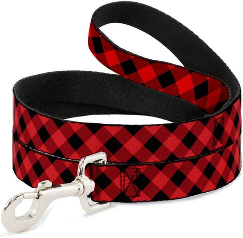 Buckle-Down Pet Leash - Diagonal Buffalo Plaid Black/Red - 6 Feet Long - 1" Wide in Kuwait
