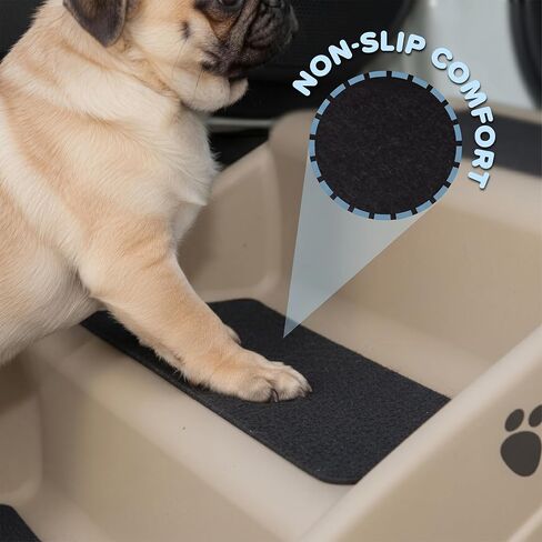 Pet Stairs - Durable Dog Stairs for Small Dogs with 3-Step Design and Safety Locking Pins - Cat or Dog Steps for Home and Vehicle by PETMAKER (Tan) in Kuwait