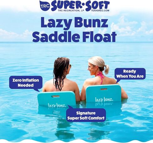 TRC Recreation Lazy Bunz Vinyl Foam Saddle Swimming Pool Floats for Adults and Children with Pool Float Seat Handles, Teal (2 Pack) in Kuwait