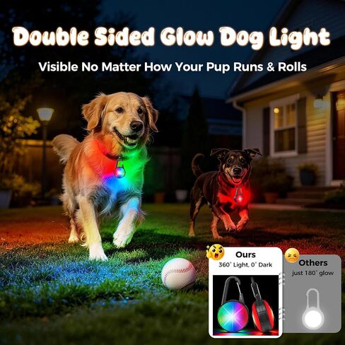 Dog Collar Light, 2 Packs 4 Modes Dog Collar Lights for Nighttime Clip on, High Capacity USB Rechargeable Dog Light, IP68 Waterproof Dog Lights for Night Walking, Climbing, Camping, Cycling, Running in Kuwait