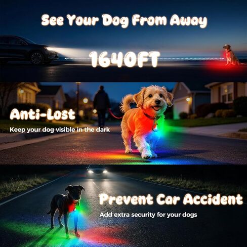 Dog Collar Light, 2 Packs 4 Modes Dog Collar Lights for Nighttime Clip on, High Capacity USB Rechargeable Dog Light, IP68 Waterproof Dog Lights for Night Walking, Climbing, Camping, Cycling, Running in Kuwait