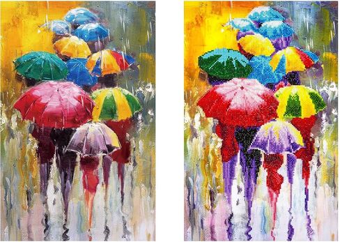 DIAMOND ART BY LEISURE ARTS Diamond Painting Kits for Adults 14"x16" Intermediate Rainy Day, Full Drill, Diamond Art Kits, Dimond Art, Diamond Art for Adults, Diamond Art Kit in Kuwait