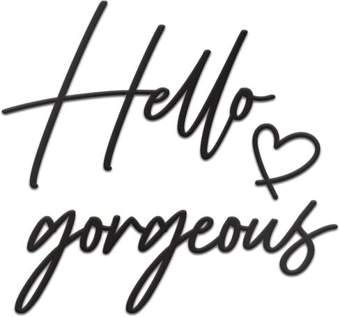 Vivegate Hello Gorgeous Sign Metal Wall Decor - 20"X15" أسود حديث جميل Hello Gorgeous Farmhouse علامات جدارية معدنية للتعليق في أي غرفة ديكور جداري فني in Kuwait