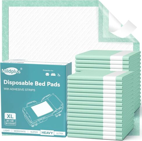 Bed Pads with Adhesive Strips 30'' X 36'' Disposable Underpads Extra Large Thicker Incontinence Pads for Unisex Adult, Senior, Kids and Pet (30 Count) in Kuwait